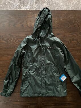 Columbia Men's Dark Green Hooded Rain Jacket